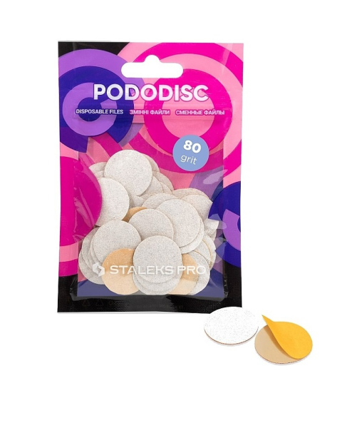 Wymienne białe pilniki do dysku pedicure nr 01 PODODISC STALEKS PRO M, 80 GRIT