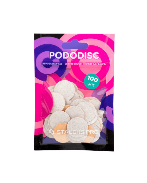 Białe wymienne pilniki do dysku pedicure nr 02 PODODISC STALEKS PRO M, 100 GRIT