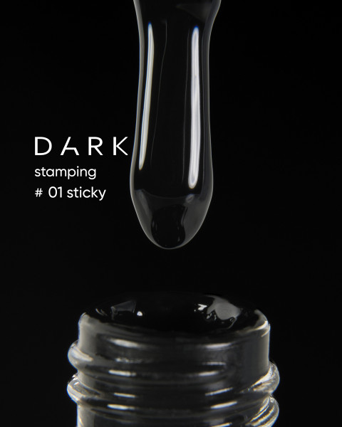 DARK Stamping polish №01 czarny STICKY, 10 ml