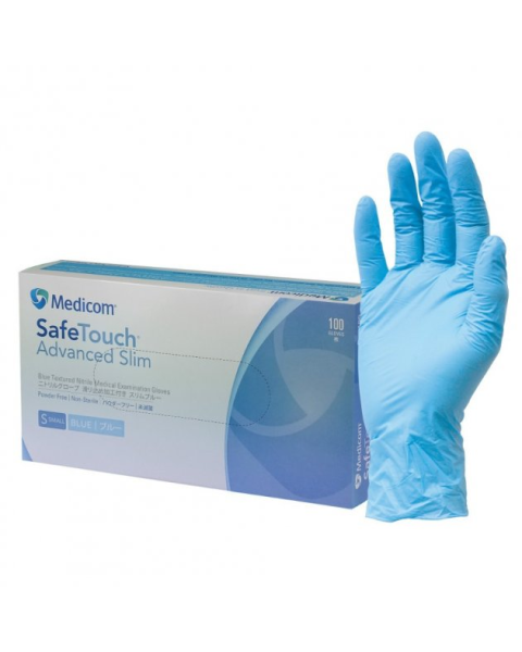 Rękawiczki nitrylowe bez pudru niesterylne Safe Touch Advanced I Slim Blue, rozmiar S (100 szt.)(4.0g)