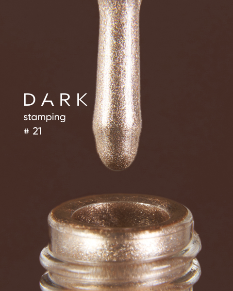 DARK Stamping polish №21 biały złoty metalik, 10 ml