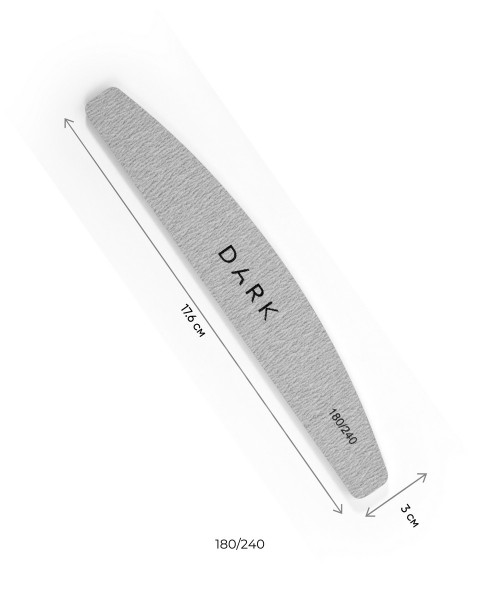 DARK Nail file - half-moon on foam grey, 1 pc (180/240 grit)