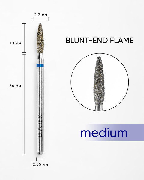 Frez do paznokci DARK Taper Flame 2,3x10 mm (Niebieski)
