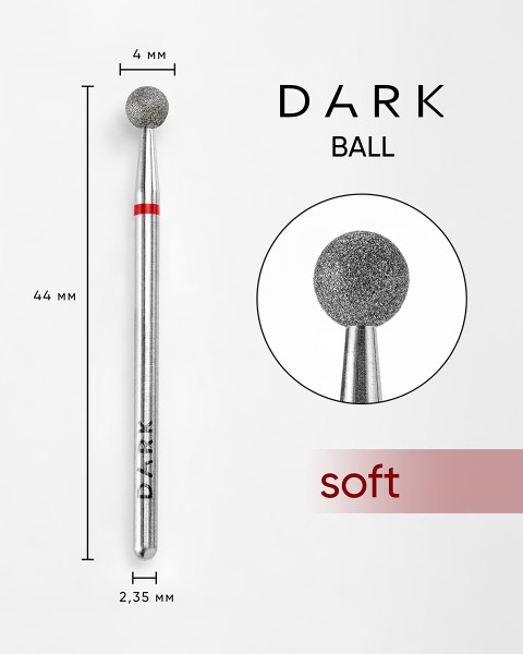 Nail drill bit DARK Ball 4 mm (Red)