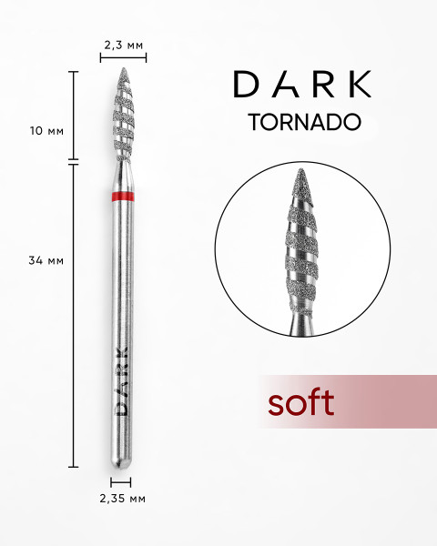 Nail drill bit DARK Tornado 2.3x10 mm (Red)