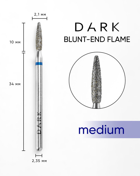 Drill bit DARK Tapered Flame 2.1x10 mm (Blue)