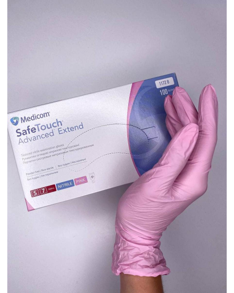 Nienawilżane rękawiczki nitrylowe Safe Touch Advanced PINK, rozmiar S (100 sztuk)