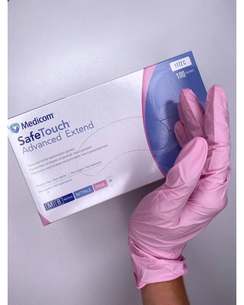 Non-sterile powder-free nitrile gloves Safe Touch Advanced PINK, size M (100 pcs.)