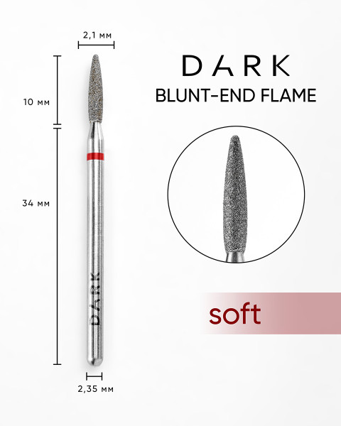 Nail drill bit DARK Tapered Flame 2.1x10 mm (Red)