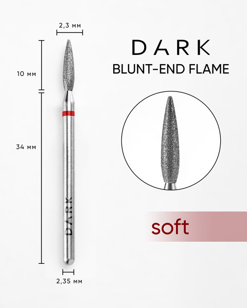 Nail drill bit DARK Tupé half-flame 2.3x10 mm (Red)