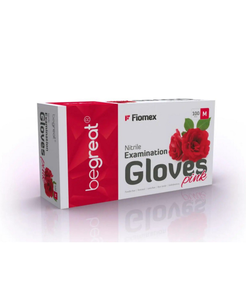 FIOMEX premium gloves, NITRILE (PINK, SIZE M 100 PCS)